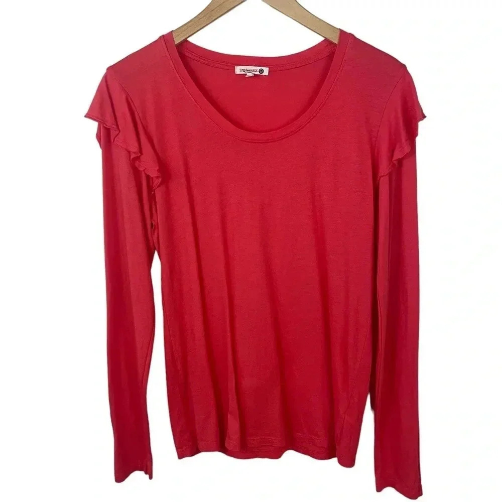 Sundry Ruffle Shoulder  Long Sleeve Tshirt